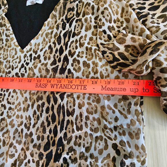 Calvin Klein Women's Leopard Print Ruffle Sleeve Blouse Size L - Picture 12 of 14